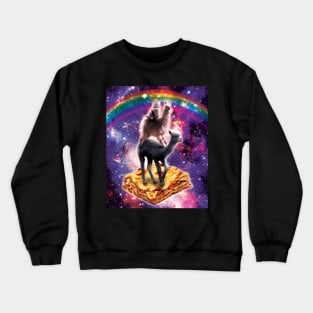 Space Cat Llama Alpaca Riding Lasagne Crewneck Sweatshirt